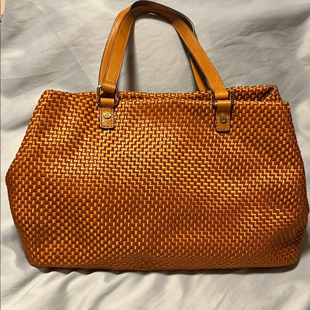 ANTONIO MELANI Orange Woven Shoulder Bag